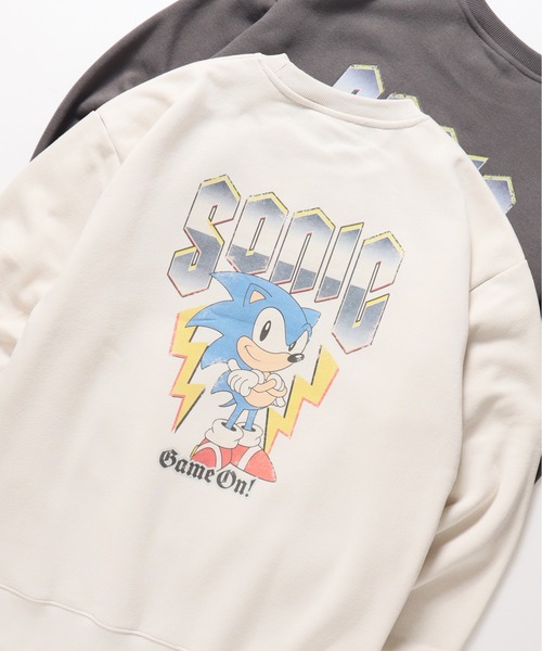 ALWAYS GOOD TIME(オルウェイズグッドタイム)の「【SONIC/ソニック】裏起毛ピグメント風プリントスウェット(スウェット・メンズ・ブラック系その他/アイボリー/ダークブルー/スミクロ・LARGE/MEDIUM)」の2枚目の写真