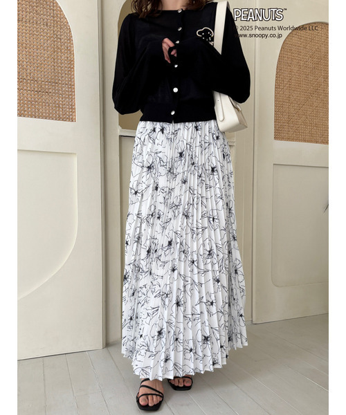 MIIA（ミーア）の「PEANUTS ラインフラワースカート（スカート・レディース・オフホワイト/ブラック・FREE）」の5枚目の写真