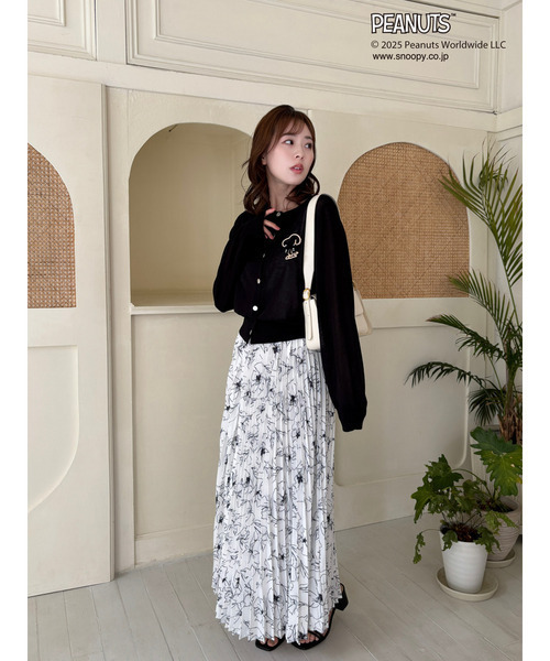 MIIA（ミーア）の「PEANUTS ラインフラワースカート（スカート・レディース・オフホワイト/ブラック・FREE）」の6枚目の写真