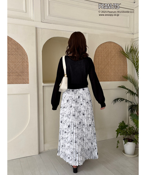 MIIA（ミーア）の「PEANUTS ラインフラワースカート（スカート・レディース・オフホワイト/ブラック・FREE）」の8枚目の写真