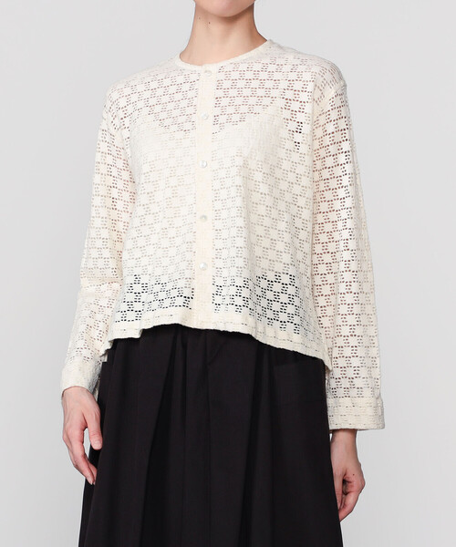 詩「糧」 INDIA INDUSTRY | スクエアレース クルーネックカーディガン WOMEN