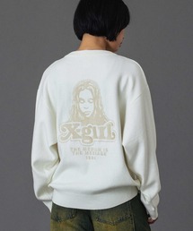 X-girl(GbNXK[)FACE EMBROIDERY KNIT TOP(jbg/Z[^[)