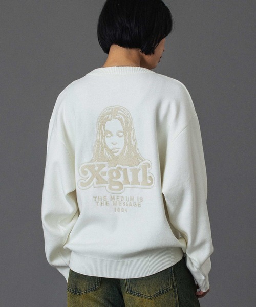 セール】FACE EMBROIDERY KNIT TOP（ニット/セーター）｜X-girl