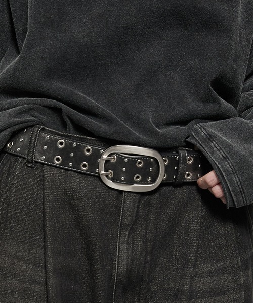 セール】【Alfred Alex】ビッグバックルダブルピンスタッズアイレット