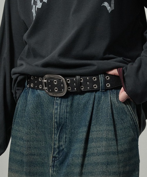 セール】【Alfred Alex】ビッグバックルダブルピンスタッズアイレット