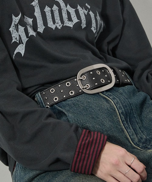 セール】【Alfred Alex】ビッグバックルダブルピンスタッズアイレット