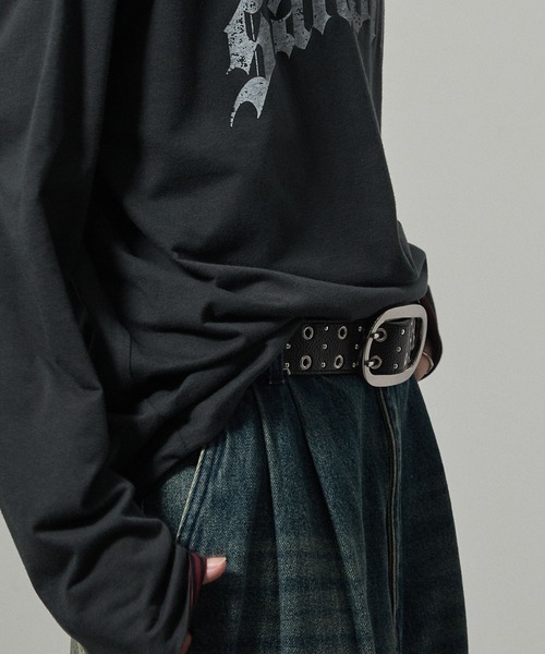 Alfred Alex(アルフレッドアレックス)の「【Alfred Alex】ビッグバックルダブルピンスタッズアイレットベルト(ベルト・メンズ・ブラック/ブラック系・FREE)」の15枚目の写真