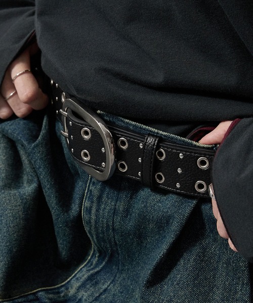 セール】【Alfred Alex】ビッグバックルダブルピンスタッズアイレット