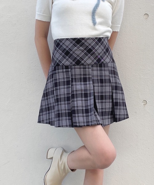 one way（ワンウェイ）の「ボックスプリーツスカート（スカート・レディース・ブラック/ブラウン系その他/ブラック系その他/グレー・FREE）」の2枚目の写真