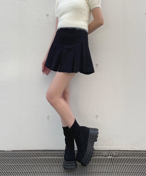 one way（ワンウェイ）の「ボックスプリーツスカート（スカート・レディース・ブラック/ブラウン系その他/ブラック系その他/グレー・FREE）」の7枚目の写真