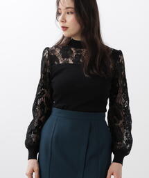 ピンキーアンドダイアン　レースコンビボウタイカットソー 定価22000円 ピンキーアンドダイアン レースコンビボウタイカットソー 定価