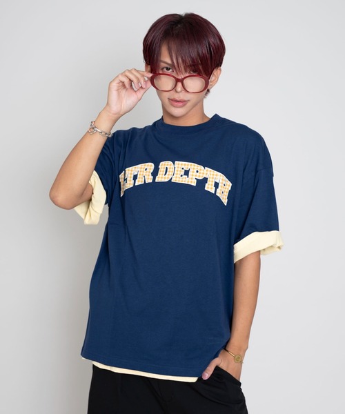 LTR DEPTH（レイターデプス）の「LTR DEPTH/チェックカレッジグラフィックT（Tシャツ/カットソー・メンズ・ホワイト/ネイビー・MEDIUM/LARGE）」の11枚目の写真