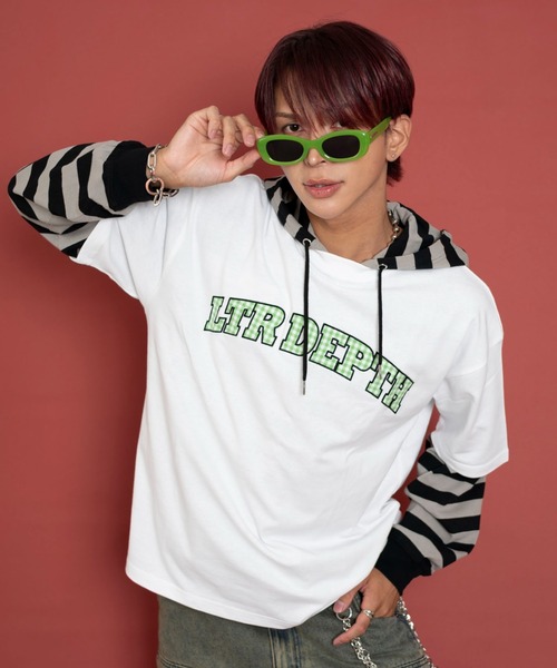 LTR DEPTH（レイターデプス）の「LTR DEPTH/チェックカレッジグラフィックT（Tシャツ/カットソー・メンズ・ホワイト/ネイビー・MEDIUM/LARGE）」の9枚目の写真