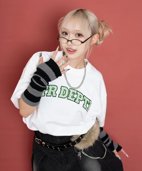 LTR DEPTH（レイターデプス）の「LTR DEPTH/チェックカレッジグラフィックT（Tシャツ/カットソー・メンズ・ホワイト/ネイビー・MEDIUM/LARGE）」の10枚目の写真