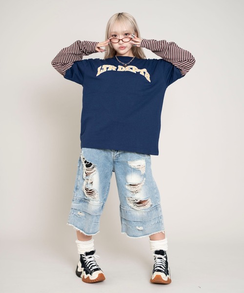 LTR DEPTH（レイターデプス）の「LTR DEPTH/チェックカレッジグラフィックT（Tシャツ/カットソー・メンズ・ホワイト/ネイビー・MEDIUM/LARGE）」の18枚目の写真