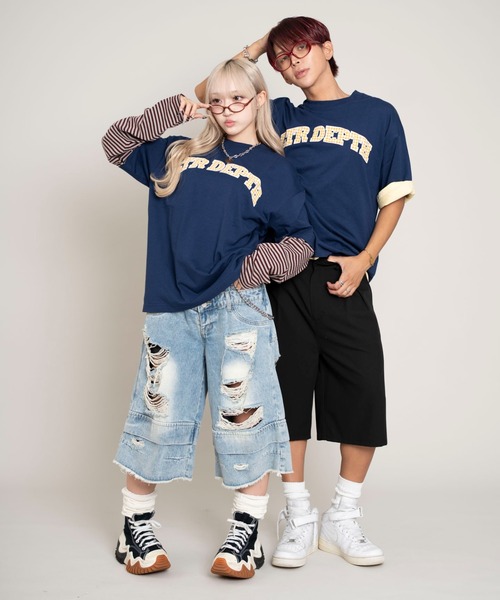 LTR DEPTH（レイターデプス）の「LTR DEPTH/チェックカレッジグラフィックT（Tシャツ/カットソー・メンズ・ホワイト/ネイビー・MEDIUM/LARGE）」の16枚目の写真