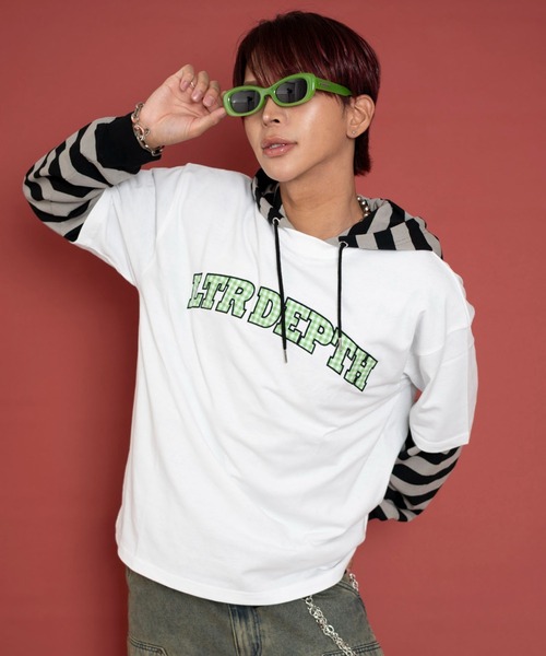 LTR DEPTH（レイターデプス）の「LTR DEPTH/チェックカレッジグラフィックT（Tシャツ/カットソー・メンズ・ホワイト/ネイビー・MEDIUM/LARGE）」の21枚目の写真
