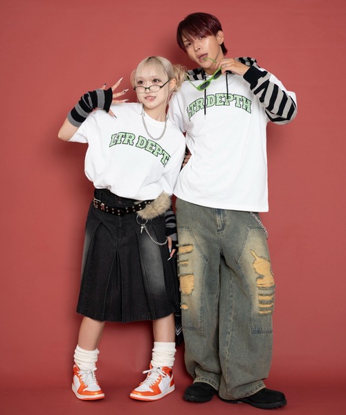 LTR DEPTH（レイターデプス）の「LTR DEPTH/チェックカレッジグラフィックT（Tシャツ/カットソー・メンズ・ホワイト/ネイビー・MEDIUM/LARGE）」の20枚目の写真