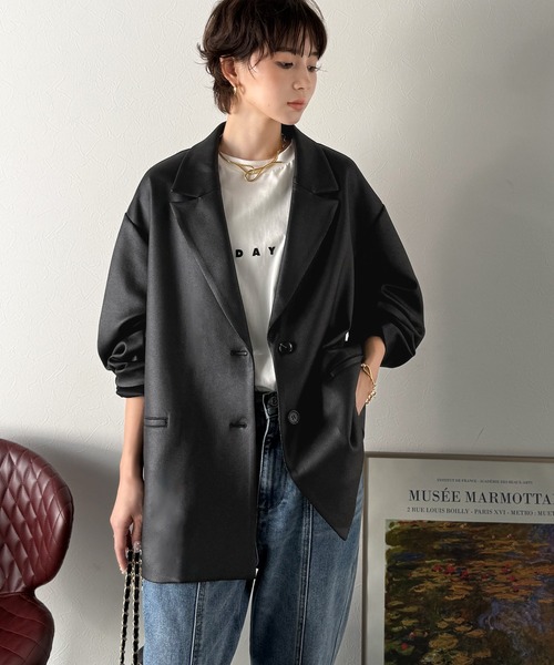 セール】【Classical Evon】羽織るだけで上品ハンサム。レザー風加工
