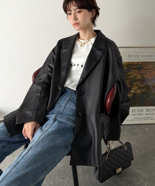 セール】【Classical Evon】羽織るだけで上品ハンサム。レザー風加工