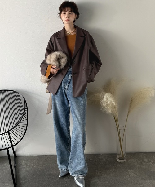 セール】【Classical Evon】羽織るだけで上品ハンサム。レザー風加工