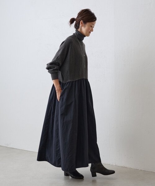 ニットコンビギャザーワンピース（ワンピース）｜BEARDSLEY