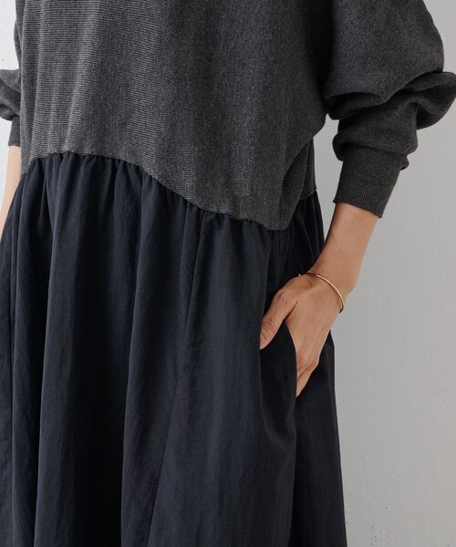 ✨美品✨BEARDSLEY 2024年 ニットコンビギャザーワンピース BEARDSLEY｜ニットコンビギャザーワンピース | Rakuten Fashion