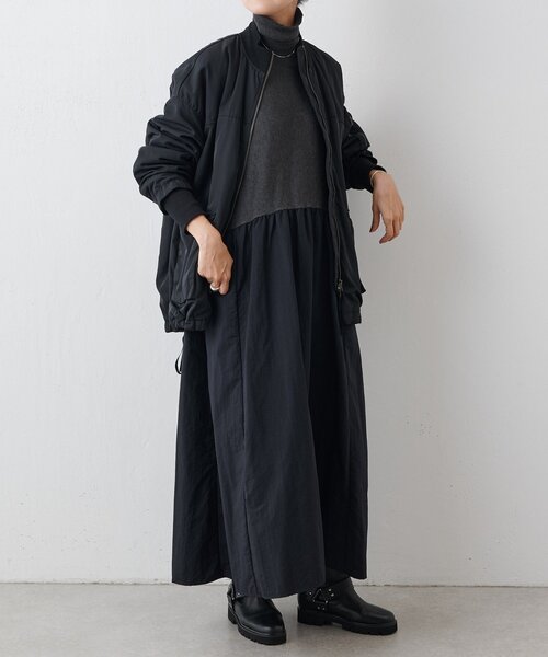 BEARDSLEY ビアズリー ギャザー ハオリ ワンピース ブラック BEARDSLEY（ビアズリー）の「ギャザーワンピース（ワンピース