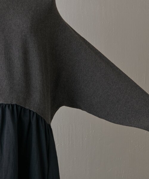 BEARDSLEY（ビアズリー）の「ニットコンビギャザーワンピース（ワンピース・レディース・グレー/カーキ・1/0）」の18枚目の写真