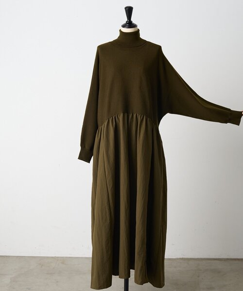 ニットコンビギャザーワンピース（ワンピース）｜BEARDSLEY