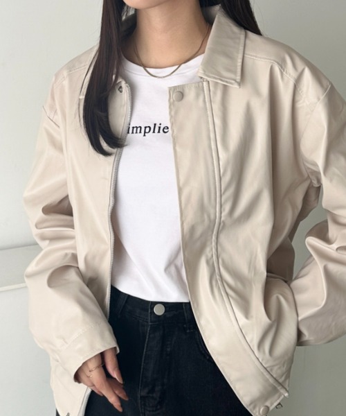 wears(ウェアーズ)の「ヴィンテージPUジャケット(ブルゾン・レディース・アイボリー/ブラック/ブラウン・FREE)」の2枚目の写真