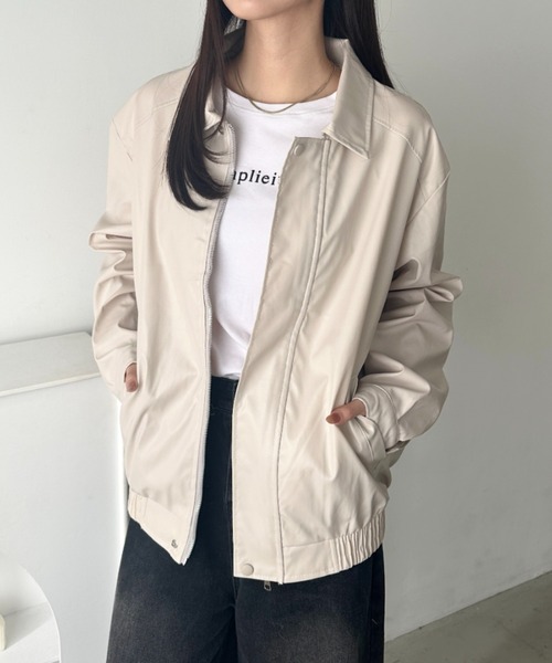 wears(ウェアーズ)の「ヴィンテージPUジャケット(ブルゾン・レディース・アイボリー/ブラック/ブラウン・FREE)」の4枚目の写真