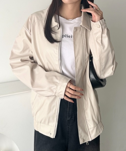 wears(ウェアーズ)の「ヴィンテージPUジャケット(ブルゾン・レディース・アイボリー/ブラック/ブラウン・FREE)」の6枚目の写真