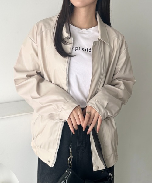 wears(ウェアーズ)の「ヴィンテージPUジャケット(ブルゾン・レディース・アイボリー/ブラック/ブラウン・FREE)」の7枚目の写真