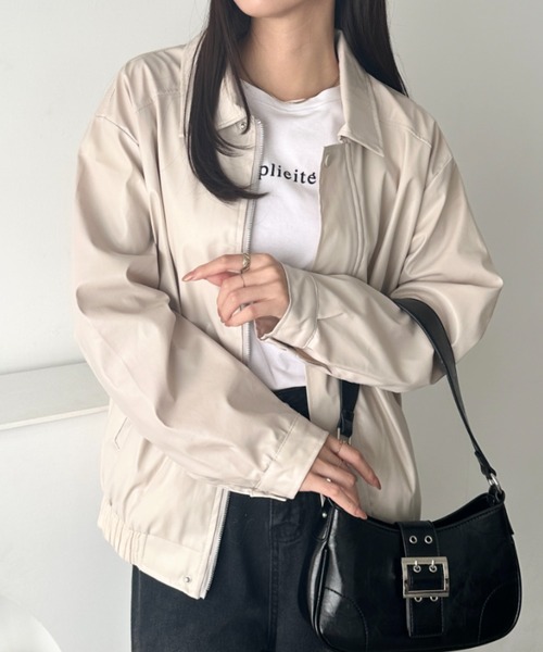 wears(ウェアーズ)の「ヴィンテージPUジャケット(ブルゾン・レディース・アイボリー/ブラック/ブラウン・FREE)」の8枚目の写真