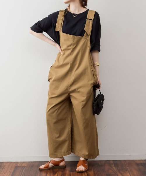 RCD(アールシーディー)の「アシメサスペンダーサロペットパンツ(サロペット/オーバーオール・レディース・カーキ/ブラック/ベージュ・4L~5L/LL~3L/M-L)」の22枚目の写真