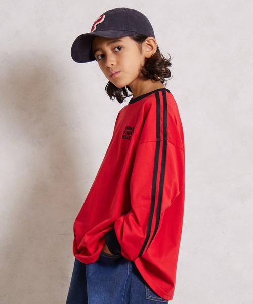 PAIRMANON STREET（ペアマノンストリート）の「【綿100%】袖ライン 刺繍 長袖 Tシャツ【PAIRMANON STREET】（Tシャツ/カットソー・キッズ・ブラウン/レッド/ブラック/ネイビー/ホワイト/イエロー/ライトブルー・100/140/130/120/110/90/160/150）」の7枚目の写真