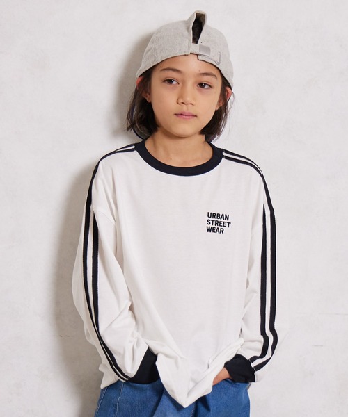 PAIRMANON STREET（ペアマノンストリート）の「【綿100%】袖ライン 刺繍 長袖 Tシャツ【PAIRMANON STREET】（Tシャツ/カットソー・キッズ・ブラウン/レッド/ブラック/ネイビー/ホワイト/イエロー/ライトブルー・100/140/130/120/110/90/160/150）」の8枚目の写真