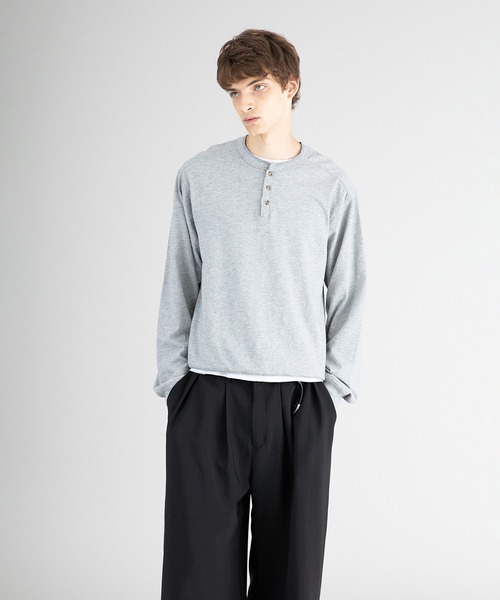 Regen Glanz（レーゲングランツ）の「button design henryneck longsleeve T-shirt/ボタンデザインヘンリーロングスリーブTシャツ（Tシャツ/カットソー・メンズ・ブラック/グレー・SMALL/MEDIUM/LARGE）」の14枚目の写真