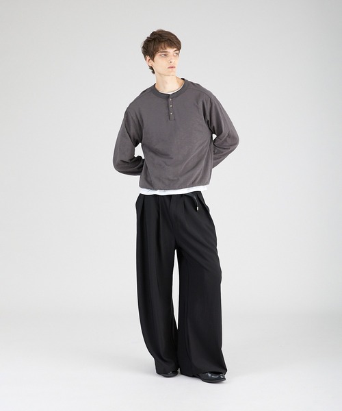 Regen Glanz（レーゲングランツ）の「button design henryneck longsleeve T-shirt/ボタンデザインヘンリーロングスリーブTシャツ（Tシャツ/カットソー・メンズ・ブラック/グレー・SMALL/MEDIUM/LARGE）」の12枚目の写真