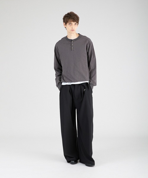 Regen Glanz（レーゲングランツ）の「button design henryneck longsleeve T-shirt/ボタンデザインヘンリーロングスリーブTシャツ（Tシャツ/カットソー・メンズ・ブラック/グレー・SMALL/MEDIUM/LARGE）」の13枚目の写真