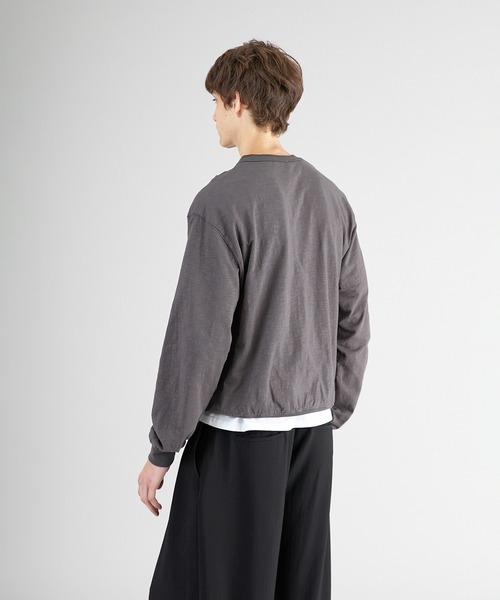 Regen Glanz（レーゲングランツ）の「button design henryneck longsleeve T-shirt/ボタンデザインヘンリーロングスリーブTシャツ（Tシャツ/カットソー・メンズ・ブラック/グレー・SMALL/MEDIUM/LARGE）」の4枚目の写真