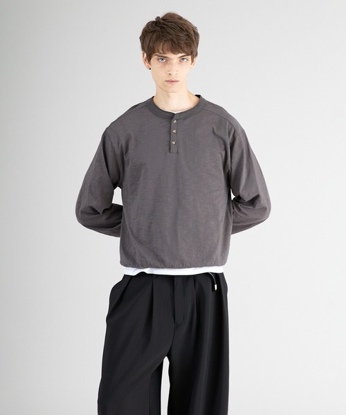 Regen Glanz（レーゲングランツ）の「button design henryneck longsleeve T-shirt/ボタンデザインヘンリーロングスリーブTシャツ（Tシャツ/カットソー・メンズ・ブラック/グレー・SMALL/MEDIUM/LARGE）」の6枚目の写真
