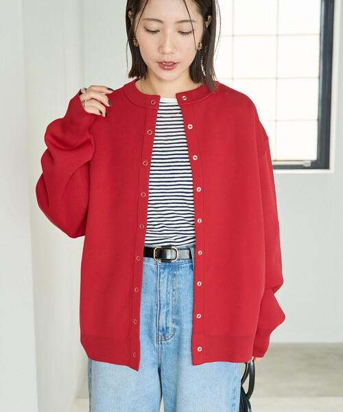 FREAK'S STORE(フリークスストア)の「限定展開 スナップ ボタン ニット カーディガン(カーディガン/ボレロ・レディース・ベージュ/レッド/ブラウン/ブラック/グレー/ブルー/オフホワイト・フリ-)」の8枚目の写真