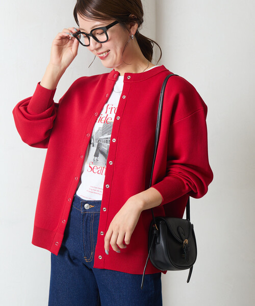 FREAK'S STORE(フリークスストア)の「限定展開 スナップ ボタン ニット カーディガン(カーディガン/ボレロ・レディース・ベージュ/レッド/ブラウン/ブラック/グレー/ブルー/オフホワイト・フリ-)」の12枚目の写真