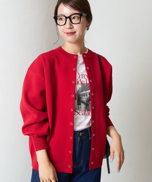 FREAK'S STORE(フリークスストア)の「限定展開 スナップ ボタン ニット カーディガン(カーディガン/ボレロ・レディース・ベージュ/レッド/ブラウン/ブラック/グレー/ブルー/オフホワイト・フリ-)」の13枚目の写真