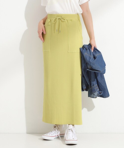 Cutie Blonde（キューティーブロンド）の「【セルフカット可/吸水速乾/抗菌防臭】着回ししやすい カットリブナロースカート（スカート・レディース・ブルー系その他/ライトグレー/ライトイエロー系/ダークブラウン/ブラック/レッド系1・00）」の5枚目の写真