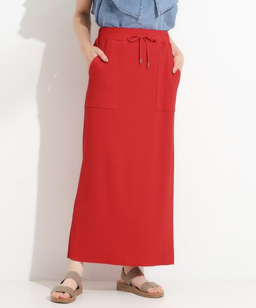 Cutie Blonde（キューティーブロンド）の「【セルフカット可/吸水速乾/抗菌防臭】着回ししやすい カットリブナロースカート（スカート・レディース・ブルー系その他/ライトグレー/ライトイエロー系/ダークブラウン/ブラック/レッド系1・00）」の6枚目の写真