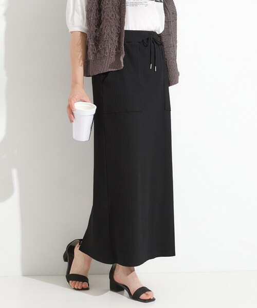 Cutie Blonde（キューティーブロンド）の「【セルフカット可/吸水速乾/抗菌防臭】着回ししやすい カットリブナロースカート（スカート・レディース・ブルー系その他/ライトグレー/ライトイエロー系/ダークブラウン/ブラック/レッド系1・00）」の2枚目の写真