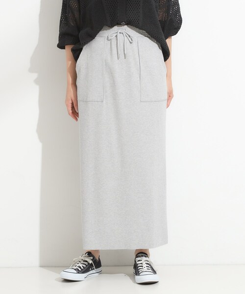 Cutie Blonde（キューティーブロンド）の「【セルフカット可/吸水速乾/抗菌防臭】着回ししやすい カットリブナロースカート（スカート・レディース・ブルー系その他/ライトグレー/ライトイエロー系/ダークブラウン/ブラック/レッド系1・00）」の7枚目の写真